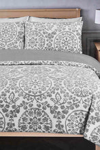 Load image into Gallery viewer, Grey Floral Reversible 3-Piece Duvet Cover Set (Double Size)

