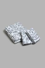 Load image into Gallery viewer, Redtag-Grey-Floral-Print-Reversible-3-Piece-Duvet-Cover-Set-(King-Size)-Duvet-Covers-Home-Bedroom-
