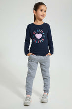 Load image into Gallery viewer, Redtag-Grey-Geometric-Jacquard-Track-Joggers-Girls-2 to 8 Years
