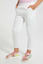 Load image into Gallery viewer, Redtag-Cream-Geometric-Jacquard-Track-Joggers-Girls-2 to 8 Years
