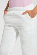 Load image into Gallery viewer, Redtag-Cream-Geometric-Jacquard-Track-Joggers-Girls-2 to 8 Years
