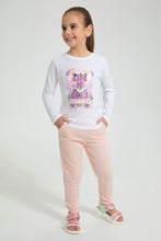 Load image into Gallery viewer, Redtag-Pink-Geometric-Jacquard-Track-Colour:Pink,-Filter:Girls-(2-to-8-Yrs),-Girls-Joggers,-New-In,-New-In-GIR,-Non-Sale,-S22A,-Section:Kidswear,-TBL-Girls-2 to 8 Years
