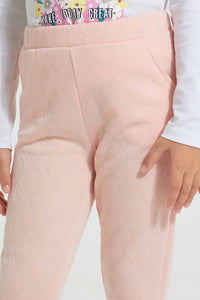 Redtag-Pink-Geometric-Jacquard-Track-Colour:Pink,-Filter:Girls-(2-to-8-Yrs),-Girls-Joggers,-New-In,-New-In-GIR,-Non-Sale,-S22A,-Section:Kidswear,-TBL-Girls-2 to 8 Years