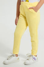 Load image into Gallery viewer, Redtag-Yellow-Geometric-Jacquard-Track-Colour:Yellow,-Filter:Girls-(2-to-8-Yrs),-Girls-Joggers,-New-In,-New-In-GIR,-Non-Sale,-S22A,-Section:Kidswear,-TBL-Girls-2 to 8 Years
