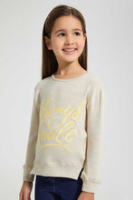 Load image into Gallery viewer, Redtag-Beige-Slogan-Embroidered-Tee-Plain-Girls-2 to 8 Years
