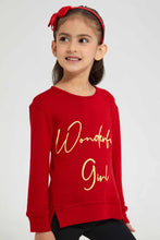 Load image into Gallery viewer, Redtag-Red-Slogan-Embroidered-Tee-Plain-T-Shirts-Girls-2 to 8 Years
