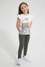 Load image into Gallery viewer, Redtag-Olive-Knit-Jegging-Jeggings-Girls-2 to 8 Years
