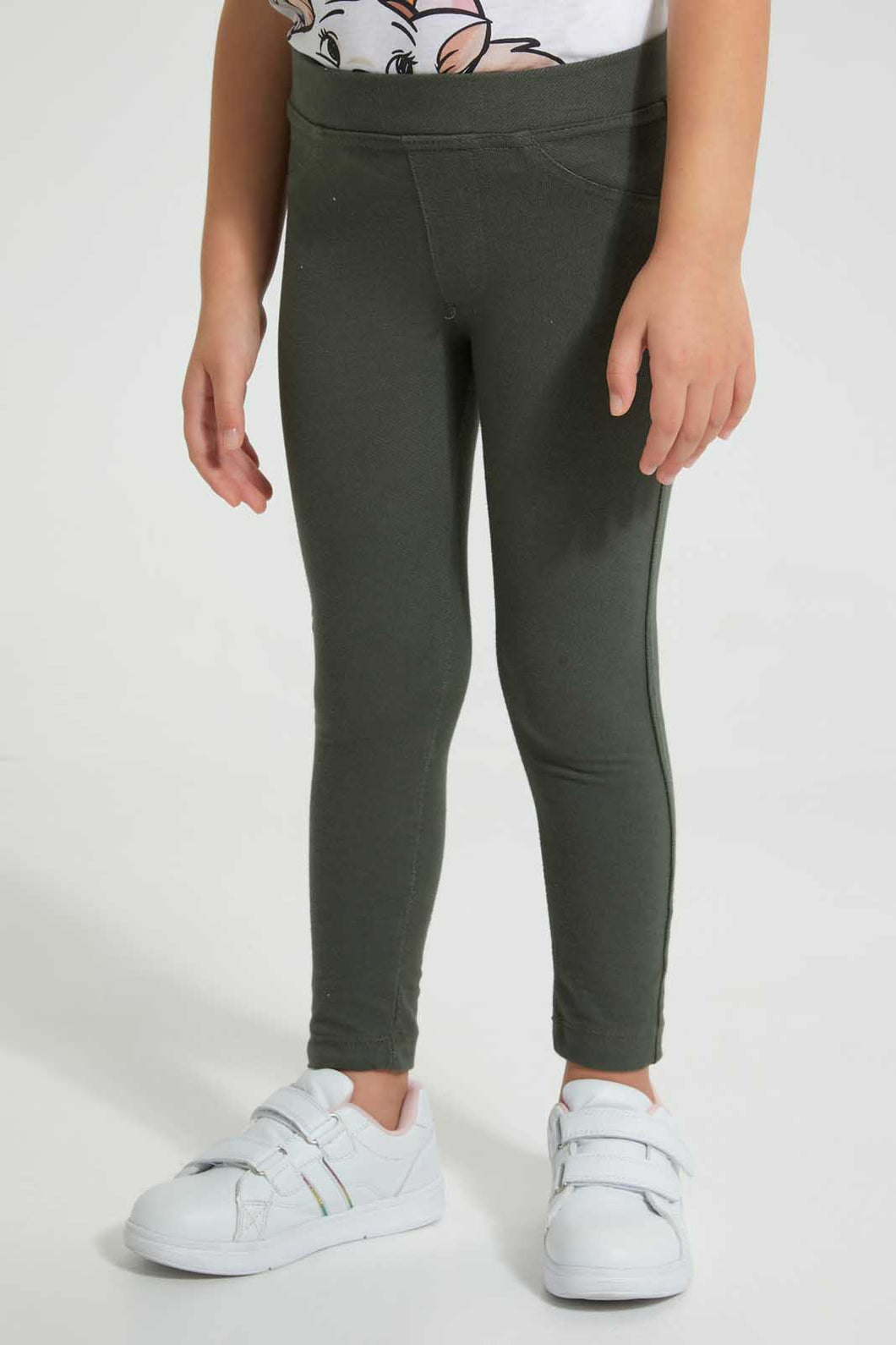 Redtag-Olive-Knit-Jegging-Jeggings-Girls-2 to 8 Years