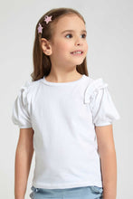 Load image into Gallery viewer, Redtag-White-Frill-Bead-Tee-Blouses-Girls-2 to 8 Years
