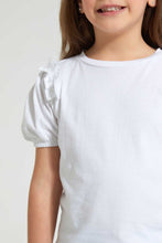 Load image into Gallery viewer, Redtag-White-Frill-Bead-Tee-Blouses-Girls-2 to 8 Years
