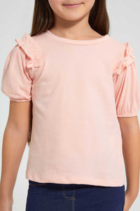 Pink Blouse With Frilled Sleeves