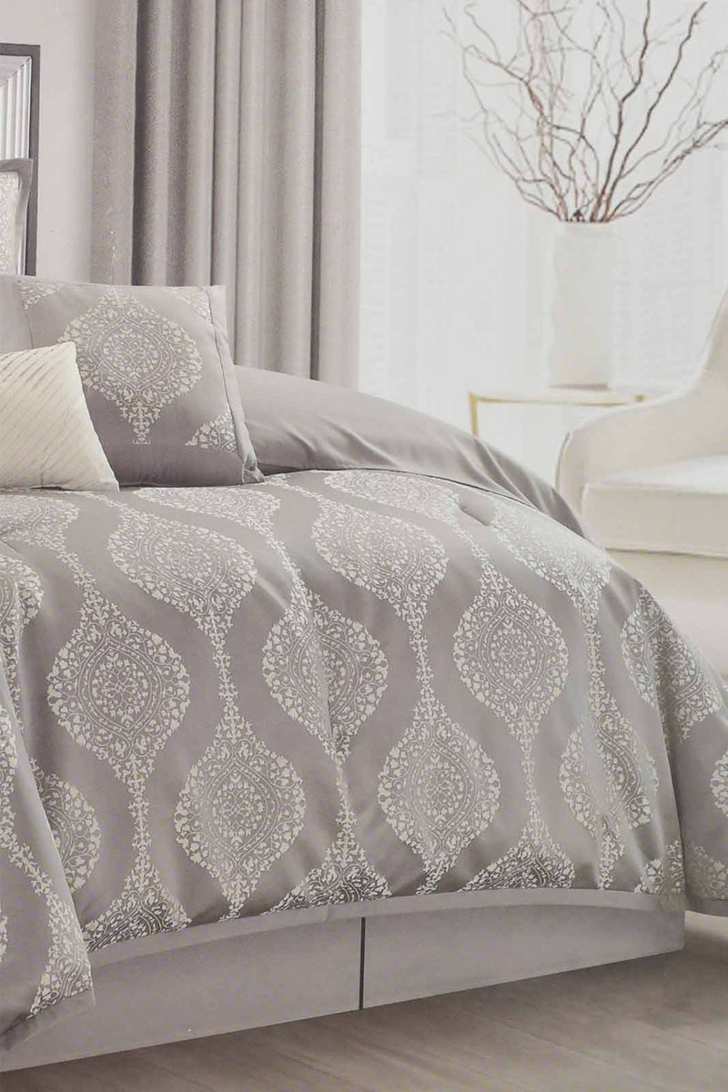 Redtag-Beige-Geometric-Jacquard-7-Piece-Comforter-Set-
(King-Size)-Comforters-Home-Bedroom-