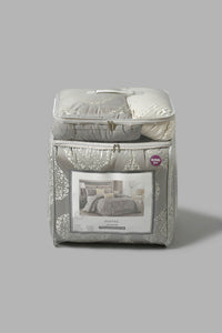 Redtag-Beige-Geometric-Jacquard-7-Piece-Comforter-Set-
(King-Size)-Comforters-Home-Bedroom-