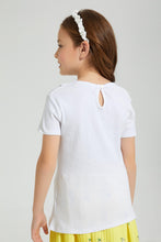 Load image into Gallery viewer, Redtag-White-Embroideredroidered-Collar-T-Shirt-Colour:White,-Filter:Girls-(2-to-8-Yrs),-Girls-T-Shirts,-New-In,-New-In-GIR,-Non-Sale,-S22B,-Section:Kidswear,-TBL-Girls-2 to 8 Years
