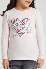 Load image into Gallery viewer, Redtag-Pink-Heart-Print-T-Shirt-Graphic-Prints-Girls-2 to 8 Years
