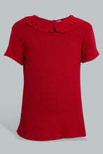 Load image into Gallery viewer, Redtag-Red-Embroidered-Collar-T-Shirt-Plain-Girls-2 to 8 Years
