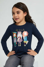 Load image into Gallery viewer, Redtag-Navy-Girl-Print-T-Shirt-Graphic-Prints-Girls-2 to 8 Years
