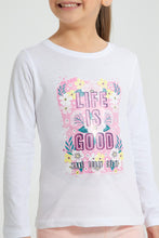 Load image into Gallery viewer, Redtag-White-Slogan-Print-T-Shirt-Colour:White,-Filter:Girls-(2-to-8-Yrs),-Girls-T-Shirts,-New-In,-New-In-GIR,-Non-Sale,-S22A,-Section:Kidswear,-TBL-Girls-2 to 8 Years
