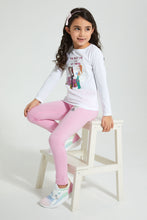 Load image into Gallery viewer, Redtag-White-Girl-Print-T-Shirt-Graphic-Prints-Girls-2 to 8 Years
