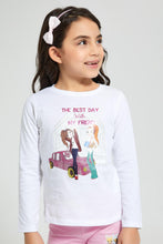 Load image into Gallery viewer, Redtag-White-Girl-Print-T-Shirt-Graphic-Prints-Girls-2 to 8 Years
