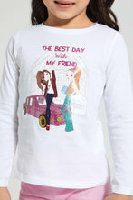 Load image into Gallery viewer, Redtag-White-Girl-Print-T-Shirt-Graphic-Prints-Girls-2 to 8 Years
