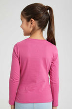 Load image into Gallery viewer, Redtag-Fuchsia-Butterfly-Print-Tee-Blouses-Girls-2 to 8 Years
