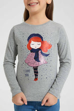 Load image into Gallery viewer, Redtag-Grey-Girl-Print-T-Shirt-Graphic-Prints-Girls-2 to 8 Years
