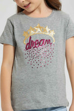 Load image into Gallery viewer, Redtag-Grey-Crown-Sequin-T-Shirt-Colour:Grey,-Filter:Girls-(2-to-8-Yrs),-Girls-T-Shirts,-New-In,-New-In-GIR,-Non-Sale,-S22A,-Section:Kidswear,-TBL-Girls-2 to 8 Years
