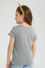 Load image into Gallery viewer, Redtag-Grey-Crown-Sequin-T-Shirt-Colour:Grey,-Filter:Girls-(2-to-8-Yrs),-Girls-T-Shirts,-New-In,-New-In-GIR,-Non-Sale,-S22A,-Section:Kidswear,-TBL-Girls-2 to 8 Years
