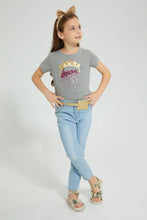 Load image into Gallery viewer, Redtag-Grey-Crown-Sequin-T-Shirt-Colour:Grey,-Filter:Girls-(2-to-8-Yrs),-Girls-T-Shirts,-New-In,-New-In-GIR,-Non-Sale,-S22A,-Section:Kidswear,-TBL-Girls-2 to 8 Years
