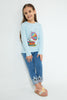 Redtag-Blue-Gramophone-T-Shirt-Graphic-Prints-Girls-2 to 8 Years