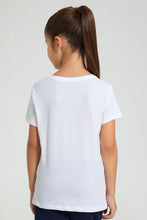 Load image into Gallery viewer, Redtag-White-Slogan-Sequin-Tee-Blouses-Girls-2 to 8 Years
