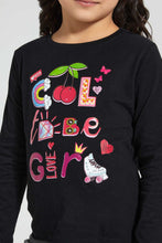 Load image into Gallery viewer, Redtag-Black-Slogan-T-Shirt-Graphic-Prints-Girls-2 to 8 Years
