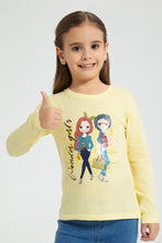 Load image into Gallery viewer, Redtag-Yellow-Girl-Print-T-Shirt-Graphic-Prints-Girls-2 to 8 Years
