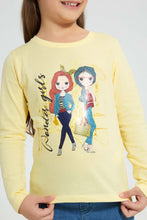 Load image into Gallery viewer, Redtag-Yellow-Girl-Print-T-Shirt-Graphic-Prints-Girls-2 to 8 Years
