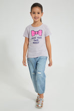 Load image into Gallery viewer, Redtag-Purple-Bow-Sequin-Tee-Blouses-Girls-2 to 8 Years
