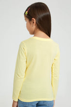 Load image into Gallery viewer, Redtag-Yellow-Heart-Sequin-T-Shirt-Graphic-Prints-Girls-2 to 8 Years
