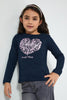 Redtag-Navy-Heart-Foil-Print-T-Shirt-Graphic-Prints-Girls-2 to 8 Years