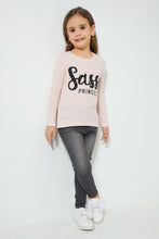 Load image into Gallery viewer, Redtag-Pink-Slogan-Print-Brushed-Fabric-T-Shirt-Long-Sleeves-Girls-2 to 8 Years
