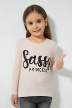 Load image into Gallery viewer, Redtag-Pink-Slogan-Print-Brushed-Fabric-T-Shirt-Long-Sleeves-Girls-2 to 8 Years
