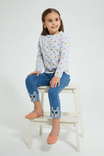 Load image into Gallery viewer, Redtag-Grey-Multi-Color-Heart-Cardigan-Cardigans-Girls-2 to 8 Years
