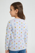 Load image into Gallery viewer, Redtag-Grey-Multi-Color-Heart-Cardigan-Cardigans-Girls-2 to 8 Years
