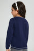 Redtag-Navy-Cardigan-With-White-Outline-Cardigans-Girls-2 to 8 Years