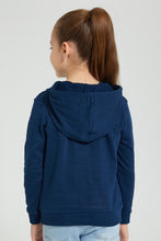 Load image into Gallery viewer, Redtag-Navy-Cat-Embroidered-Hooded-Sweatshirt-Sweatshirts-Girls-2 to 8 Years
