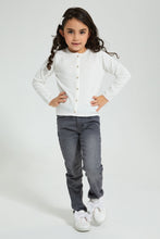 Load image into Gallery viewer, Redtag-Cream-Cardigan-With-Pink-Outline-Cardigans-Girls-2 to 8 Years
