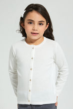 Load image into Gallery viewer, Redtag-Cream-Cardigan-With-Pink-Outline-Cardigans-Girls-2 to 8 Years
