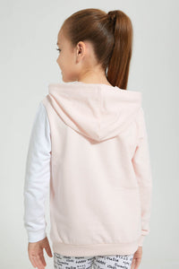 Redtag-Pink-Color-Block--Embroidered-Hooded-Sweatshirt-Sweatshirts-Girls-2 to 8 Years