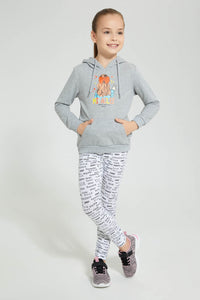 Redtag-Grey-Girl-Placement-Print-Hooded-Sweatshirt-Sweatshirts-Girls-2 to 8 Years