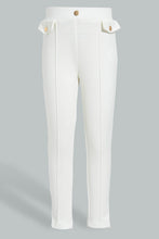 Load image into Gallery viewer, Redtag-Cream-Buttoned-Ponte-Jegging-Jeggings-Girls-2 to 8 Years
