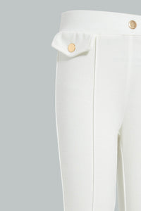 Redtag-Cream-Buttoned-Ponte-Jegging-Jeggings-Girls-2 to 8 Years